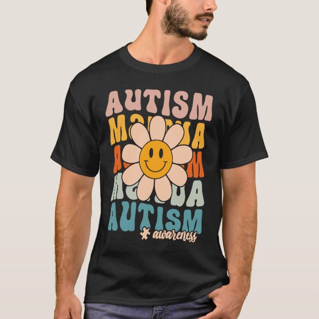 Groovy Retro Autism Awareness Month Puzzle Piece S T Shirt (Framsida)