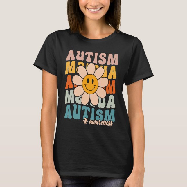 Groovy Retro Autism Awareness Month Puzzle Piece S T Shirt (Framsida)