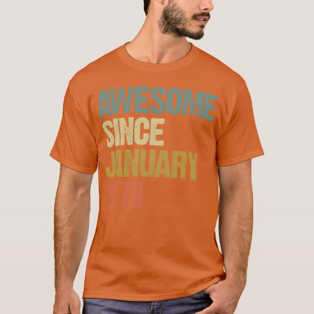 Groovy Retro Awesome Since January 1979 funny T Shirt (Framsida)