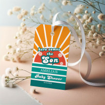 Groovy Retro Baby Shower Present Tagg Solsken