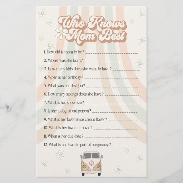 Groovy retro babydusch som känner mamma bästa spel (Framsida)