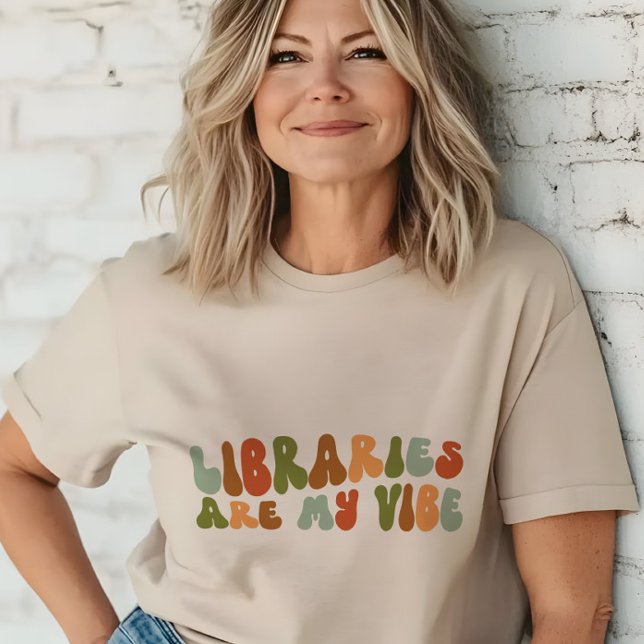 Groovy Retro Bibliotek är min vibe, bibliotekarien T Shirt (Skapare uppladdad)