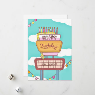 Groovy Retro Birthday Card-tecken Julkort