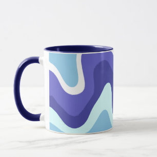 Groovy Retro Blå och Lila Vågig Mugg
