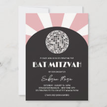Groovy retro Black rosa disco boll Bat mitzvah