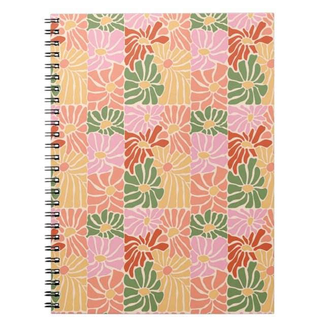 Groovy Retro Blommig  Anteckningsbok (Framsidan)