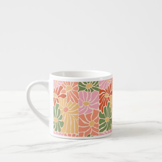 Groovy Retro Blommig  Espressomugg (Vänster)