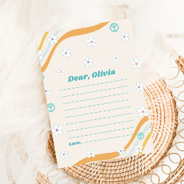 Groovy Retro Blommig Tidskapsel Notis Meddelande K Inbjudningar