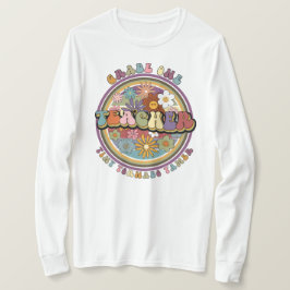 Groovy Retro Blommigt Daisy Klass One Lärare Namn T Shirt