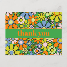 Groovy Retro-Blommigt, färgstark 60-talets 70-tale Vykort