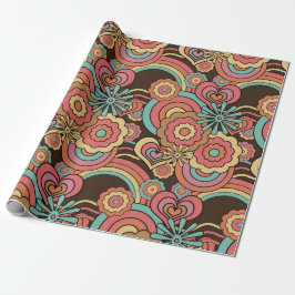 Groovy Retro Blommigt Kathrin Legg Wrapping Papper Presentpapper