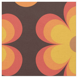 Groovy retro blommönster orange och gul  tyg