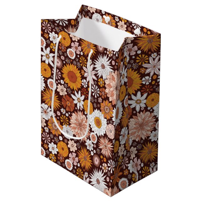 Groovy Retro Blomsterträdgård Mönster (Framsidan Vinklad)