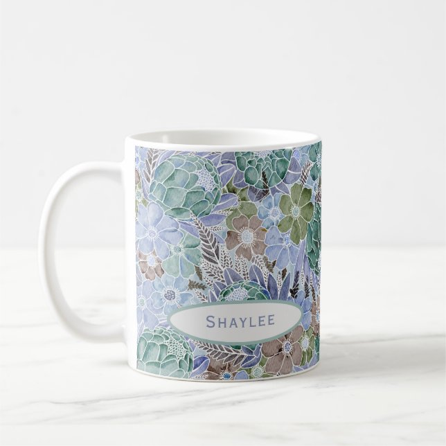 Groovy Retro Blue Protea och Daisy Mugg (Vänster)