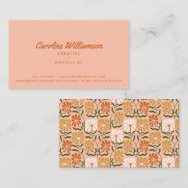 Groovy Retro Boho Burnt Orange Botaniskt Trendig Visitkort