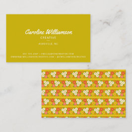 Groovy Retro Boho Chartreuse Grönt Blommigt Visitkort