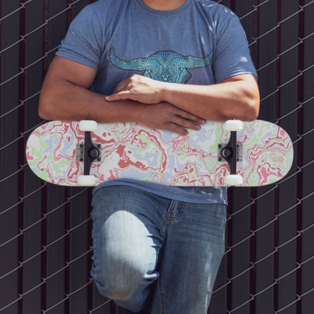 Groovy Retro Boho Eklektisk Funky Färgstark Marmor Mini Skateboard Bräda 18,5 Cm (Utomhus 3)
