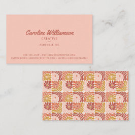 Groovy Retro Boho  Rosa Red Botanical Trendig Visitkort