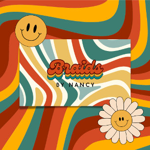 Groovy Retro Braids Visitkort
