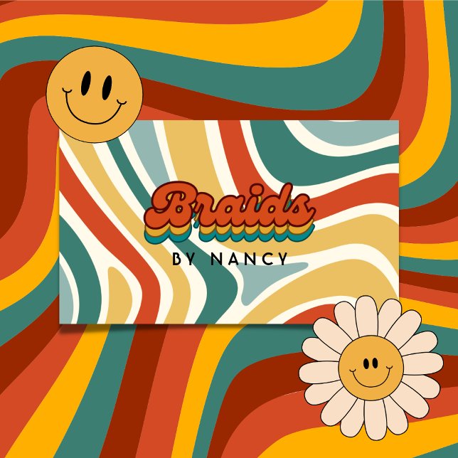Groovy Retro Braids Visitkort (Skapare uppladdad)