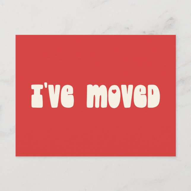 Groovy Retro Bright Red I har Flyttat Nytt adress Vykort (Framsida)