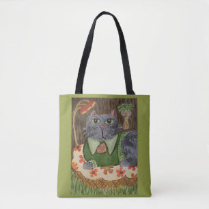 Groovy Retro Cat Folk Art Tygkasse