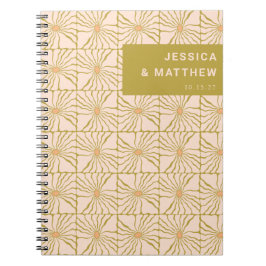 Groovy Retro Chartreuse Botanical Personligt bröll Anteckningsbok