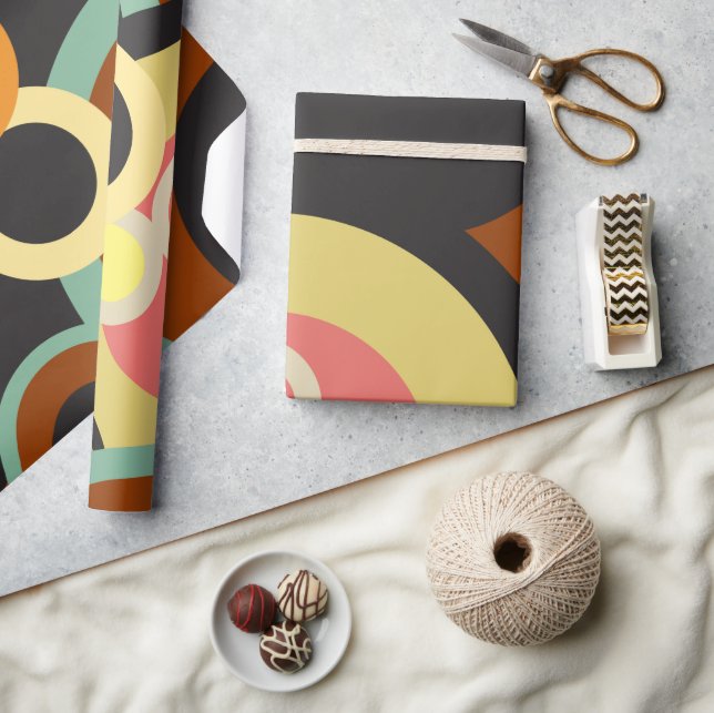 Groovy Retro circles mönster Abstrakt Mid Century Presentpapper (Hantverk)