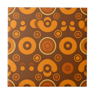 Groovy Retro Cirklar Abstrakt Mönster 1970-tal Kakelplatta