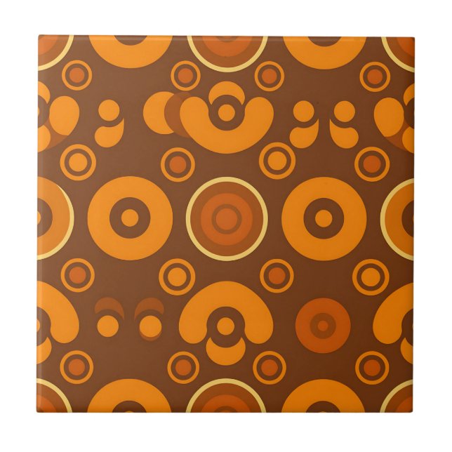 Groovy Retro Cirklar Abstrakt Mönster 1970-tal  Kakelplatta (Framsidan)