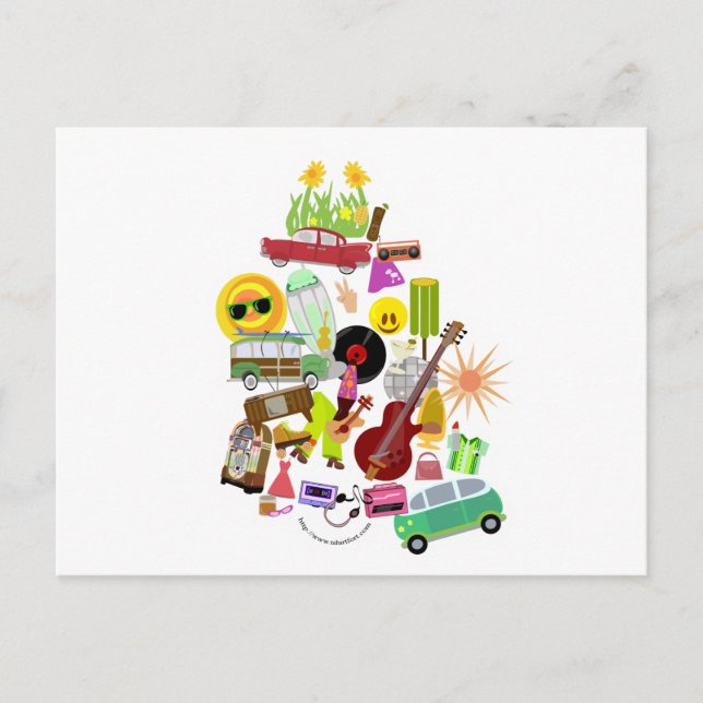 Groovy Retro Collage Vykort (Framsida)