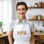 Groovy Retro Cooking är min syndabock, Chef Foodie Långt Förkläde<br><div class="desc">Groovy "matlagning är min vibe-kockens apron. Det är en fantastisk gåva till mat och alla som kärlek tillbringar tid i köket.</div>