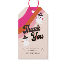 Groovy Retro Cute Ghost Tack Birthday Favor