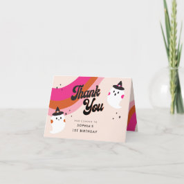 Groovy Retro Cute Ghost-Tack-födelsedagskort Tack Kort