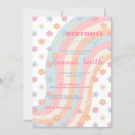 Groovy Retro Daisy Flowers Boho Blommigt Inbjudningar