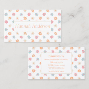 Groovy Retro Daisy Flowers Boho Blommigt Visitkort