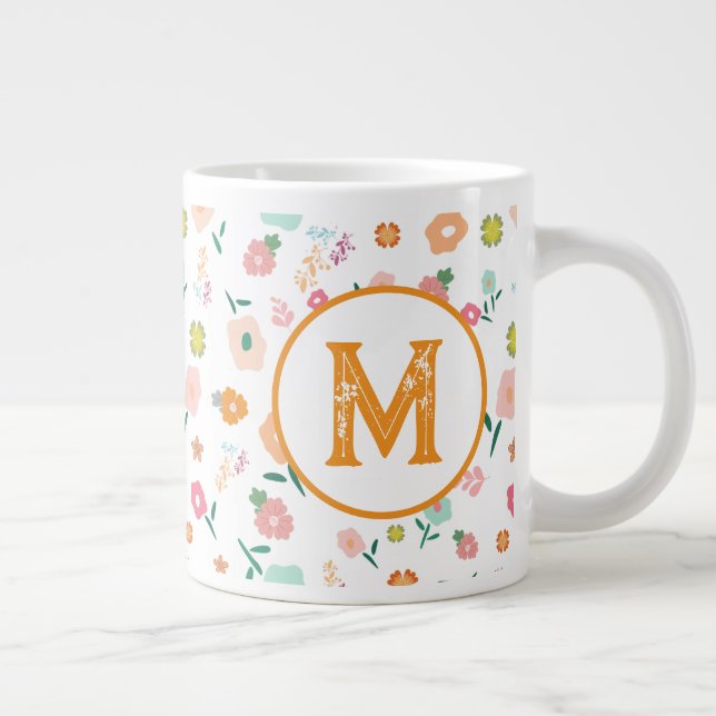 Groovy Retro Daisy Flowers Mönster Boho Blommigt Jumbo Mugg (Höger)