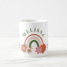 Groovy Retro Daisy Flowers Mönster Boho Blommigt Kaffemugg