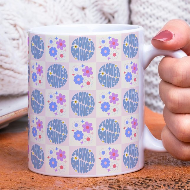 Groovy Retro Daisy Flowers Mönster Boho Blommigt Kaffemugg (Skapare uppladdad)