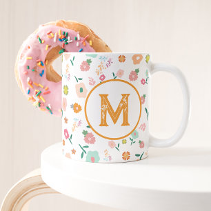 Groovy Retro Daisy Flowers Mönster Boho Blommigt Kaffemugg