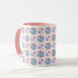 Groovy Retro Daisy Flowers Mönster Boho Blommigt Mugg