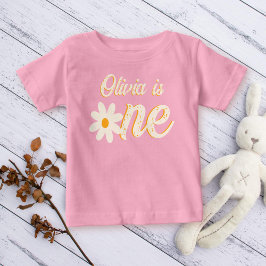 Groovy retro daisy första födelsedag personlig t shirt