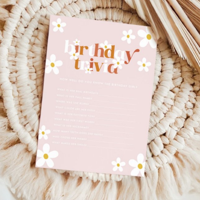 Groovy Retro Daisy Girls 1:a födelsedagsresa Anteckningskort (Skapare uppladdad)