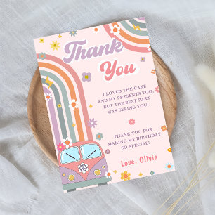 Groovy Retro Daisy Rainbow Birthday Tack för ditt Inbjudningar