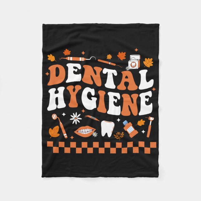 Groovy Retro Dental Hygiene Hygienist Dentist Fall Fleecefilt (Framsidan)