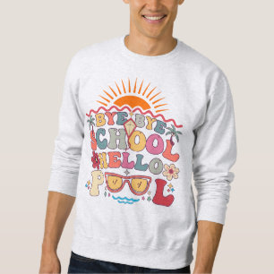 Groovy Retro Design Adjö Hejdå School Hej Bassäng Lång Ärmad Tröja