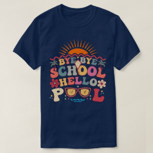 Groovy Retro Design Adjö Hejdå School Hej Bassäng  T Shirt