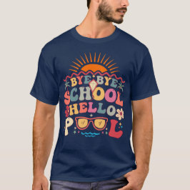 Groovy Retro Design Adjö Hejdå School Hej Bassäng T Shirt