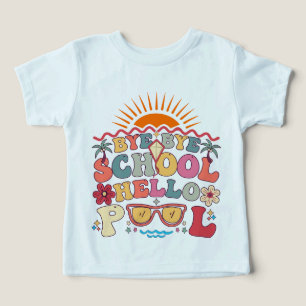 Groovy Retro Design Adjö Hejdå School Hej Bassäng  T Shirt