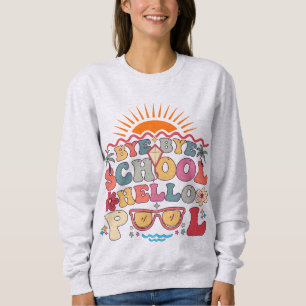 Groovy Retro Design Adjö Hejdå School Hej Bassäng T Shirt